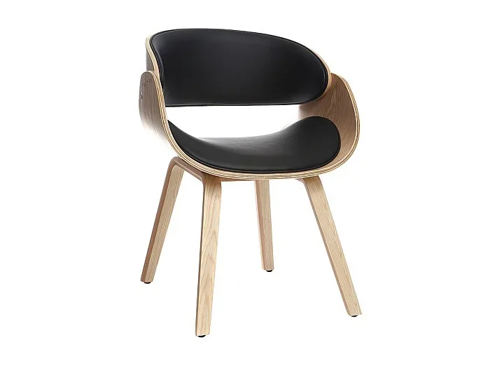 Silla negra y madera clara nogal BENT