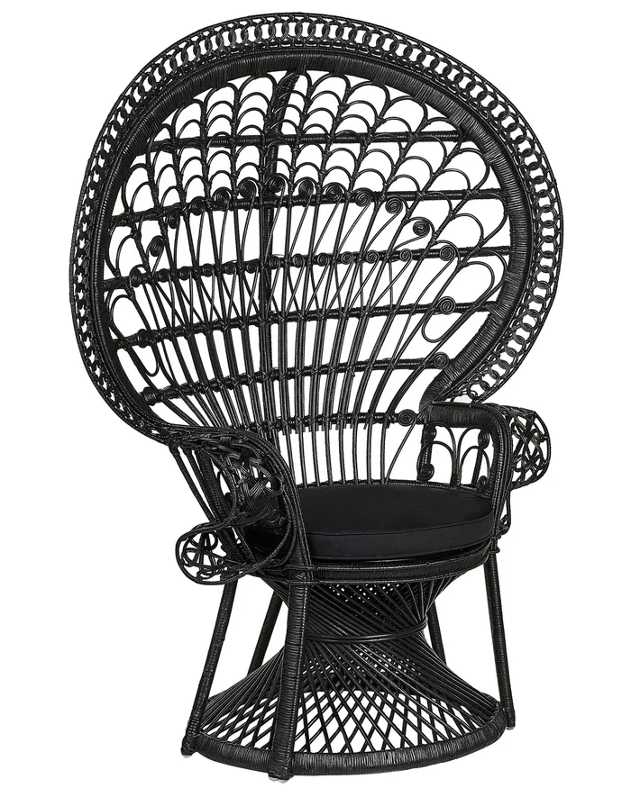 Silla pavo real EMMANUELLE Ratán Negro