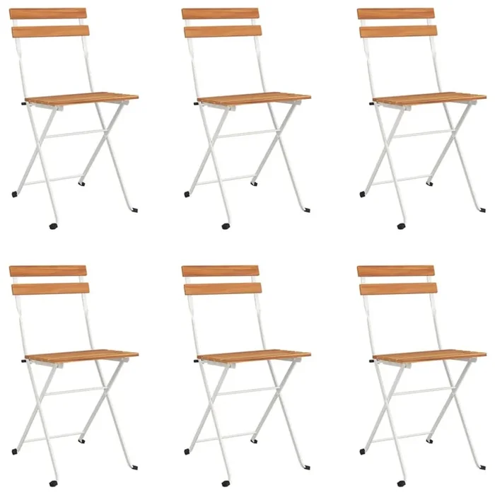Sillas cafeteria plegables 6 unidades acero y madera maciza acacia