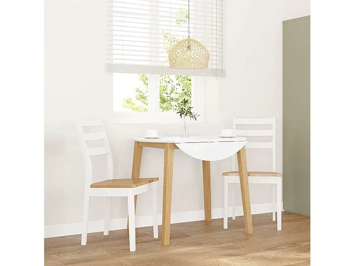 Sillas de comedor 2 unidades madera maciza de caucho blanco