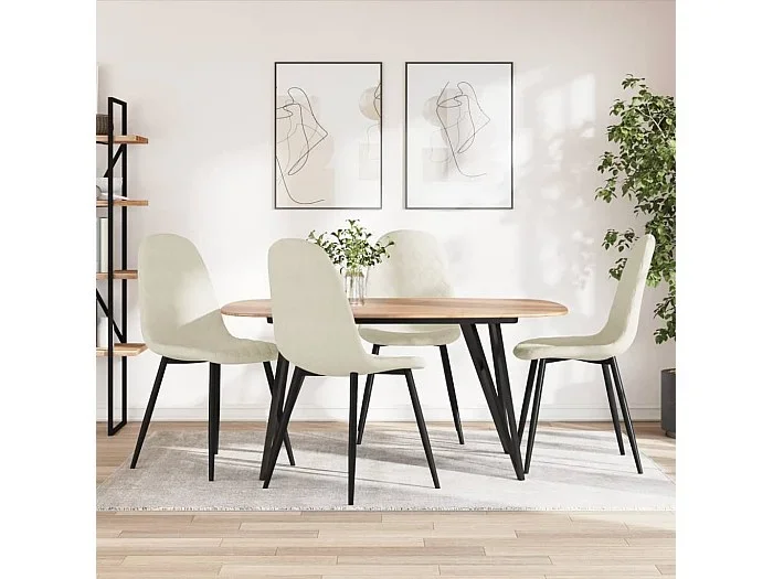 Sillas de comedor 4 unidades terciopelo blanco crema
