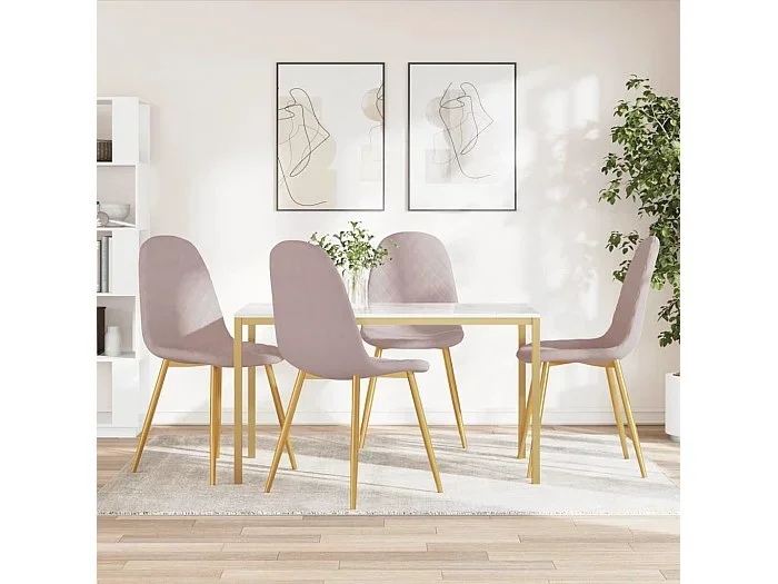 Sillas de comedor 4 unidades terciopelo rosa