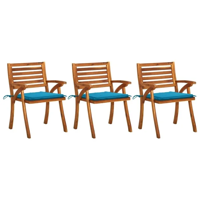 Sillas de comedor jardin con cojines 3 unidades madera maciza acacia