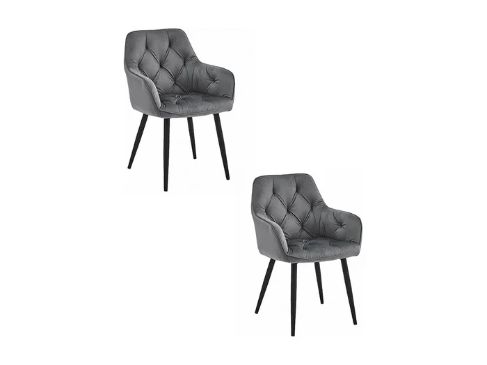 Sillas de comedor Valora LUKK – Terciopelo gris oscuro con patas negras x 2