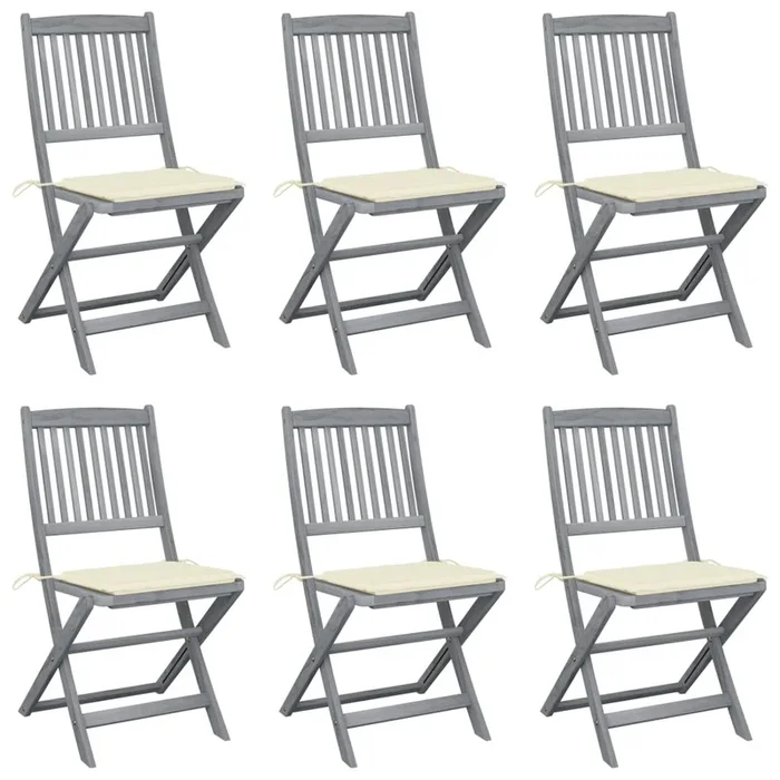 Sillas de jardin plegables 6 unidades cojines madera maciza acacia
