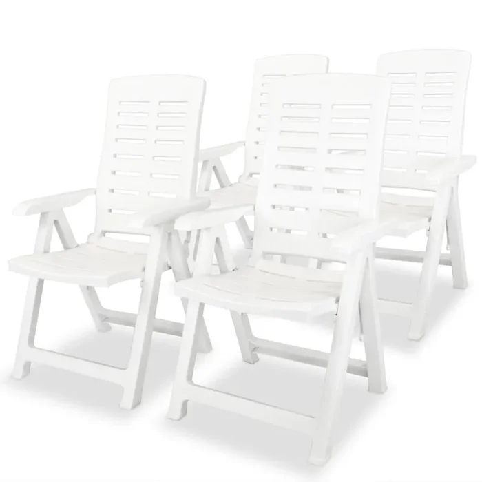 Sillas de jardin reclinables 4 unidades plástico blanco