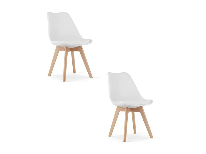 Sillas Valora RIKX blancas con cojín y patas de madera x2