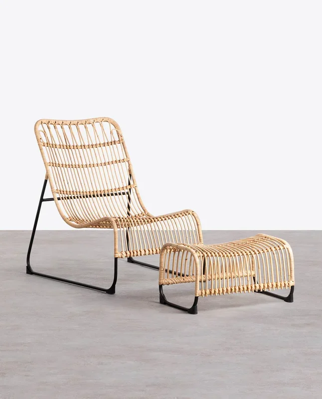 Sillón con Reposapiés de Ratán Natural Milan Ratán Natural – The Masie