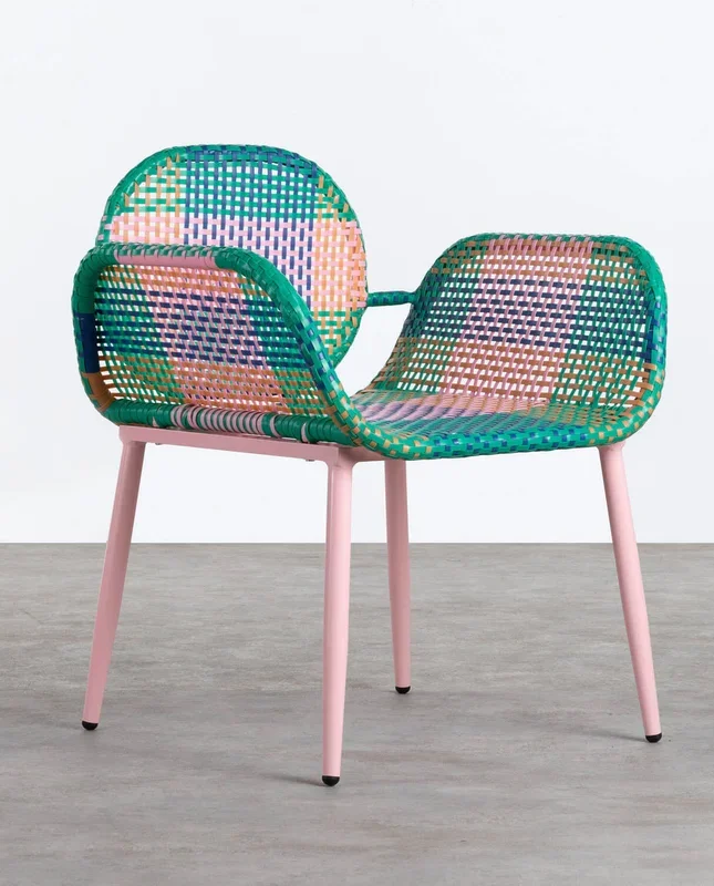 Sillón de Aluminio y Ratán Sintético Emba Studio Rosa Crepe – The Masie