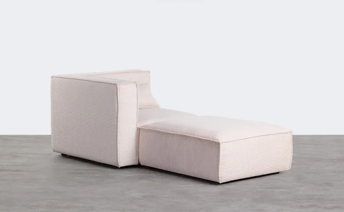 Sillón Esquinero Modular con Puff de Pana Gruesa Kilhe Beige Seashell – The Masie