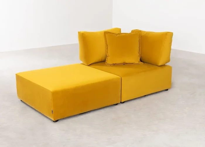 Sillón Modular con Puff en Terciopelo Kata Mostaza – SKLUM