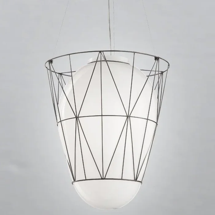 SIRU – Lámpara colgante SEGNI 1xE27/60W/230V negro/blanco Vidrio veneciano