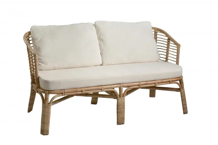 Sofa 2 Asientos Rattan Con Cojines