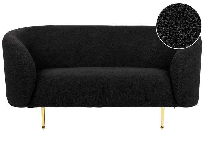 Sofá 2 plazas LOEN Bouclé Negro