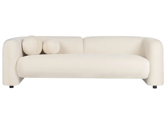 Sofá 3 plazas LEIREN Terciopelo Blanco crema