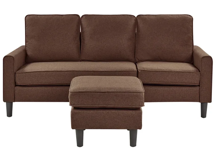 Sofa 3 Seater AVESTA Fabric Brown with Ottoman