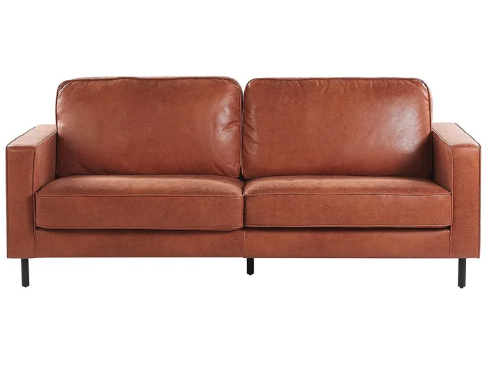 Sofa 3 Seater SAVALEN Faux Leather Golden Brown