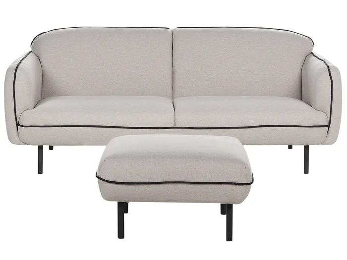 Sofa 3 Seater TONSBERG Fabric Light Grey with Ottoman