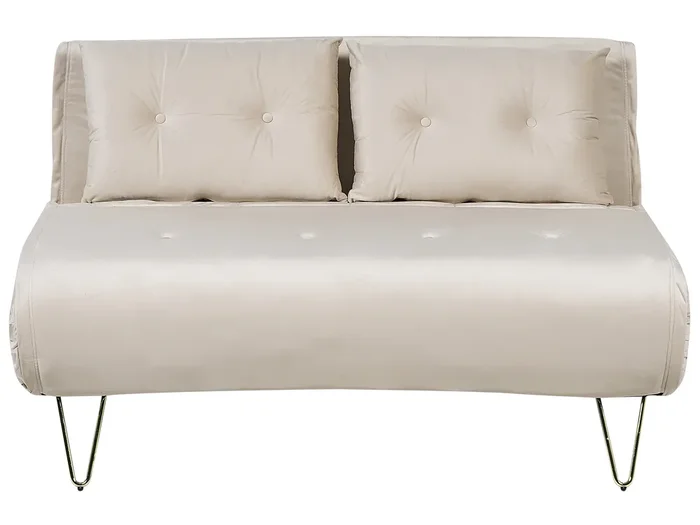 Sofa Bed 2 Seater VESTFOLD Velvet Beige