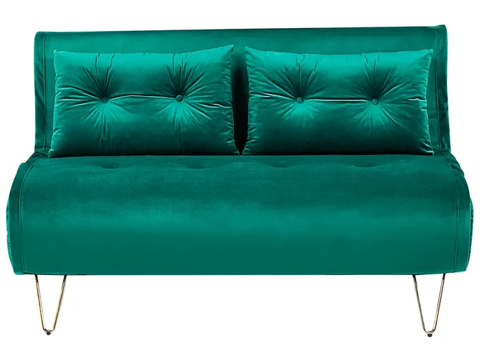 Sofa Bed 2 Seater VESTFOLD Velvet Dark Green