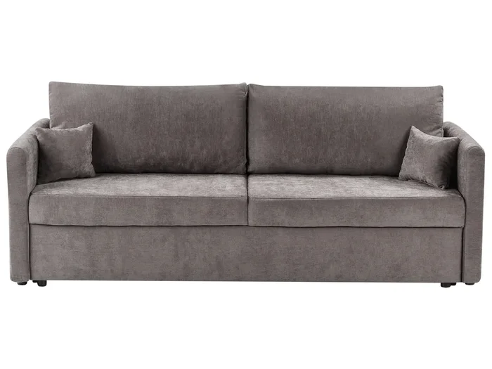 Sofá cama 3 plazas BLEIK Tela Gris pardo con almacenaje