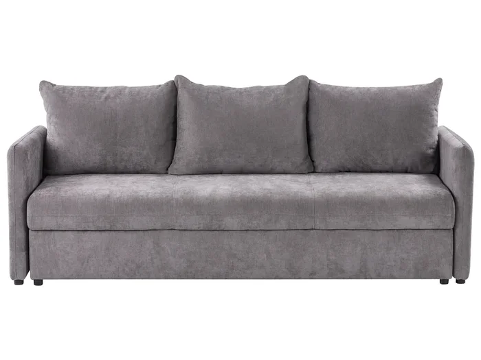 Sofá cama 3 plazas HOLSEN Tela Gris pardo con almacenaje