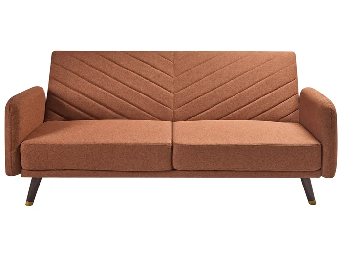 Sofá cama 3 plazas SENJA Lino sintético Naranja