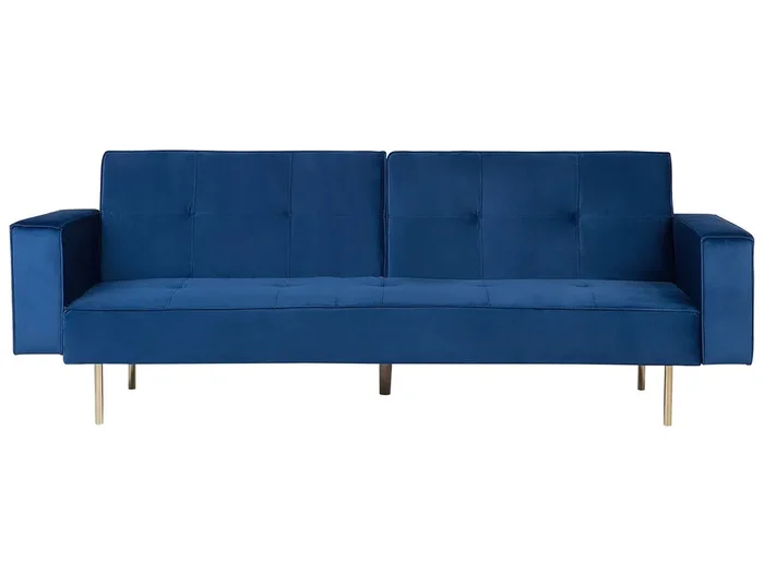 Sofá cama 3 plazas VISNES Terciopelo Azul marino