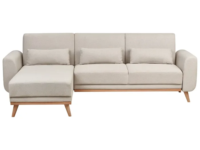 Sofá cama esquinero 3 plazas OLLSTA Tela Beige claro Derecha