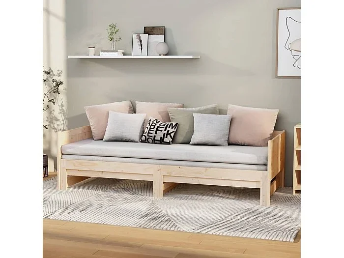 Sofá cama extraíble madera maciza de pino 2x(80×200) cm