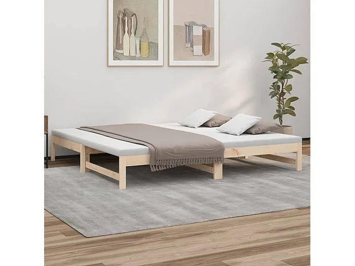 Sofá cama extraíble madera maciza de pino 2x(80×200) cm