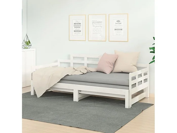 Sofá cama extraíble madera maciza de pino blanco 2x(90×190) cm