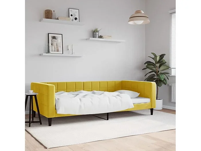 Sofá cama terciopelo amarillo 100×200 cm