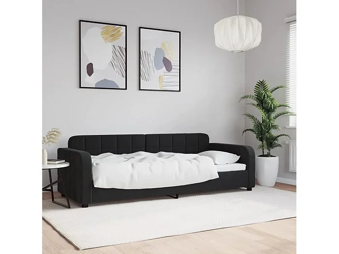 Sofá cama terciopelo negro 80×200 cm