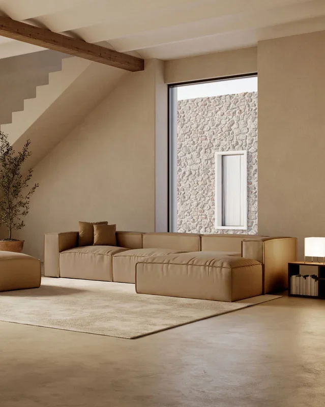 Sofá chaise longue Enfia Beige bouclé 367 x 190 cm Chaise longue izquierdo – Hannun