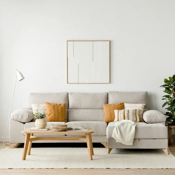 Sofá con arcón chaise derecha June Beige – Kenay Home