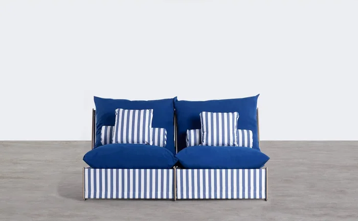 Sofá de 2 Plazas de Acero y Asiento de Tela Carpa Azul Sapphire Line – The Masie