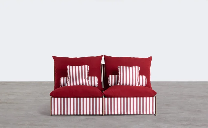 Sofá de 2 Plazas de Acero y Asiento de Tela Carpa Rojo Chili Line – The Masie