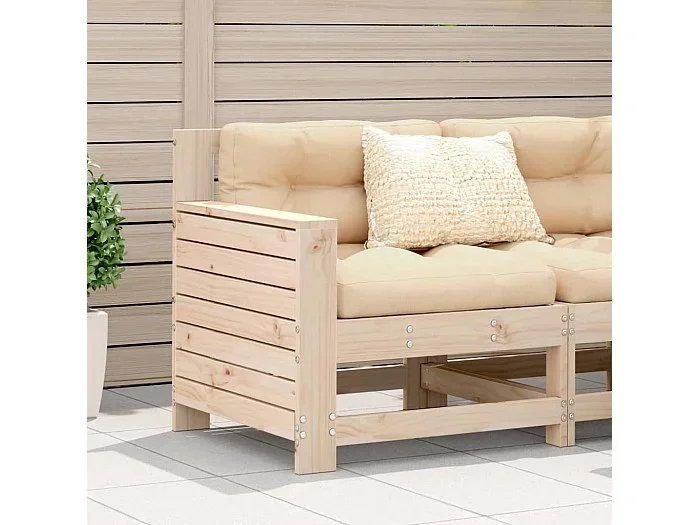 Sofá de jardín con reposabrazos y cojín madera maciza de pino ES307884