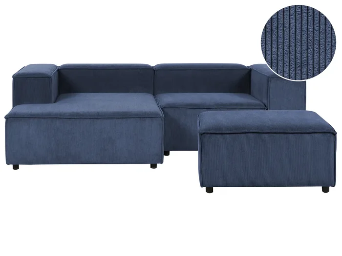Sofá esquinero modular 3 plazas ARDAL Pana Azul oscuro Derecha
