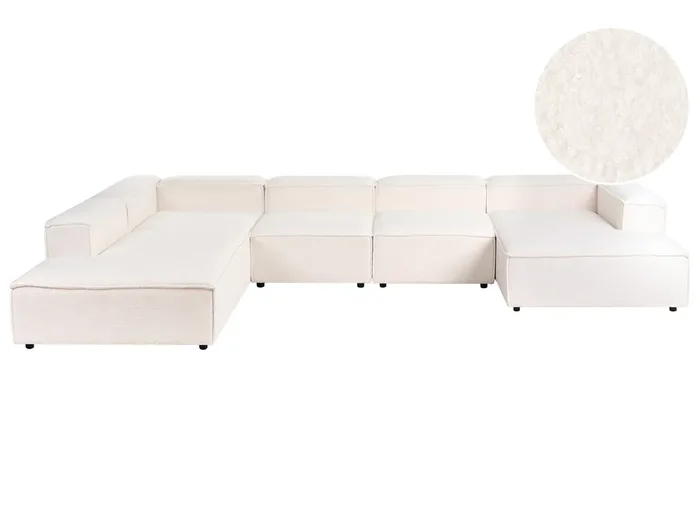 Sofá esquinero modular 5 plazas ARDAL Bouclé Blanco crema Derecha