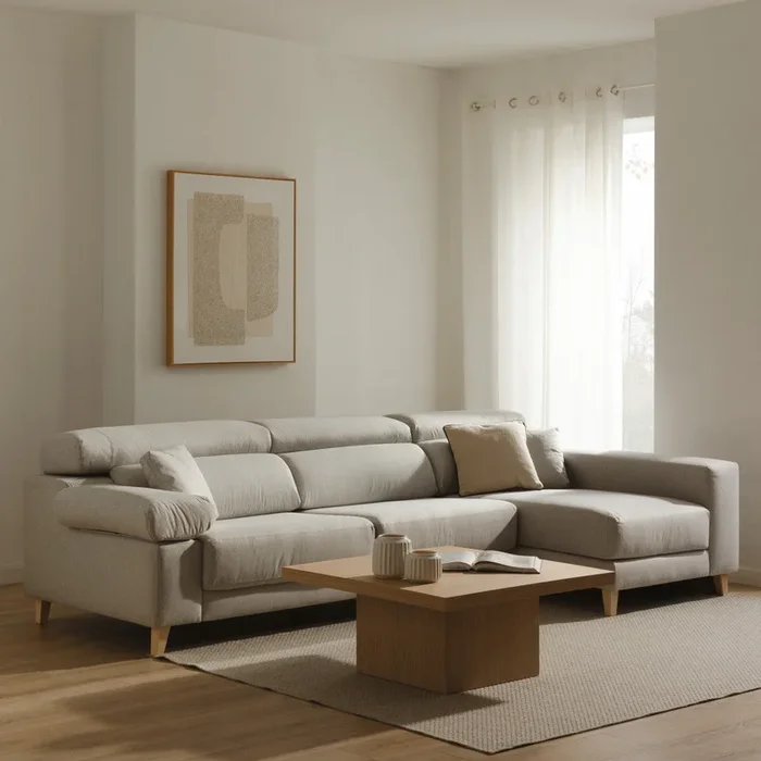 Sofá gris claro chaise derecha Air Gris – Kenay Home