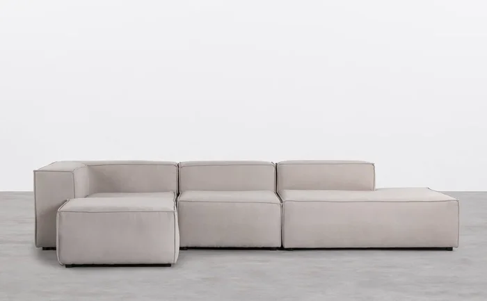 Sofá Modular 3 Piezas Diván con Puff de Tela Jordan XL Beige – The Masie