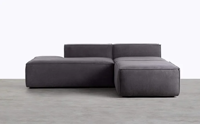 Sofá Modular 3 Piezas Sillón y Diván con Puff de Tela Jordan XL Gris antracita – The Masie