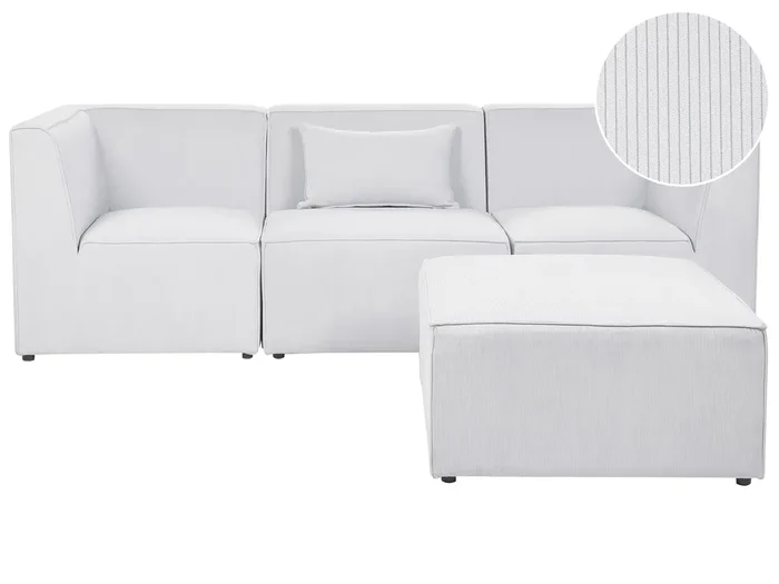 Sofá modular 3 plazas LEMVIG Pana Blanco crema con otomana