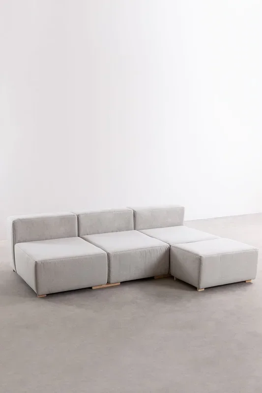 Sofá Modular Chaise Longue de 4 Piezas Robert Beige Crema – SKLUM