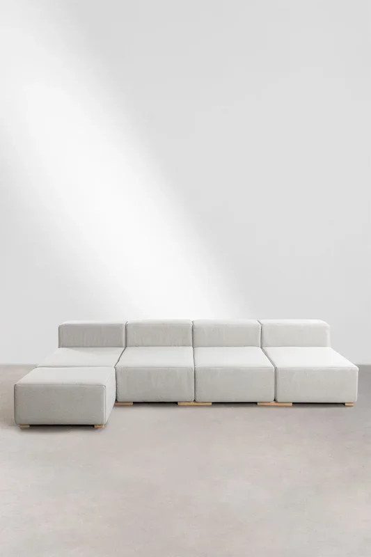 Sofá Modular Chaise Longue de 5 Piezas Robert Beige Crema – SKLUM