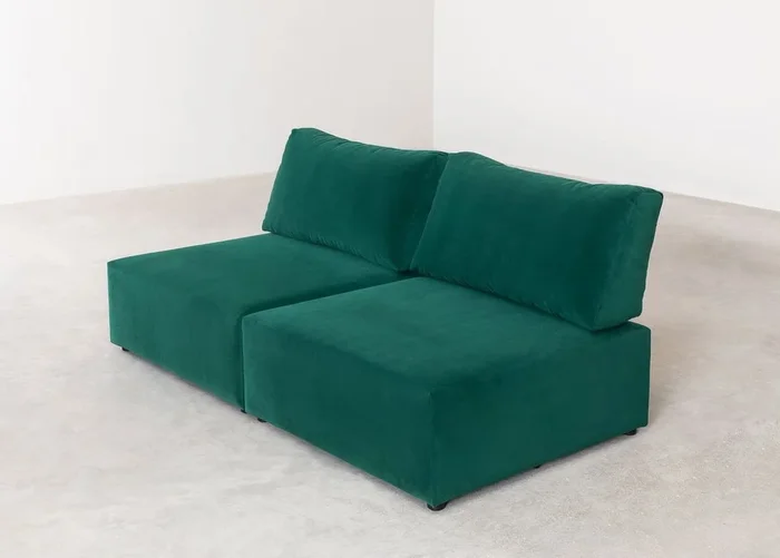 Sofá Modular de 2 Piezas en Terciopelo Kata Verde Jungla – SKLUM