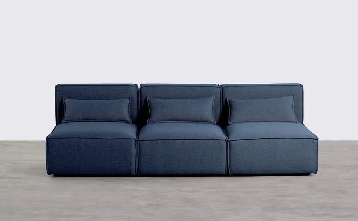 Sofá Modular de 3 Piezas de Tela Kilhe Azul Storm – The Masie