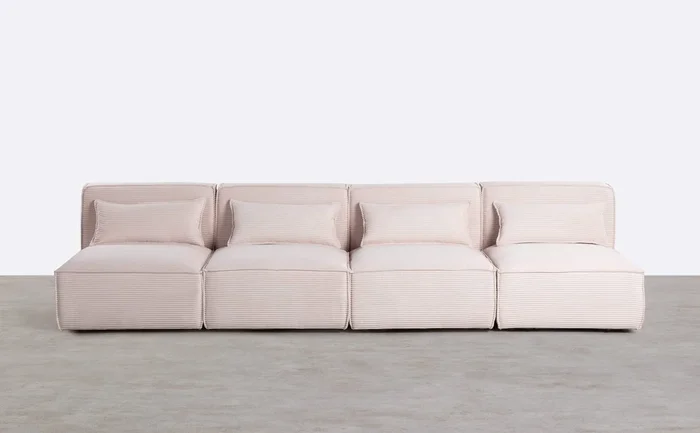 Sofá Modular de 4 Piezas de Pana Gruesa Kilhe Beige Seashell – The Masie